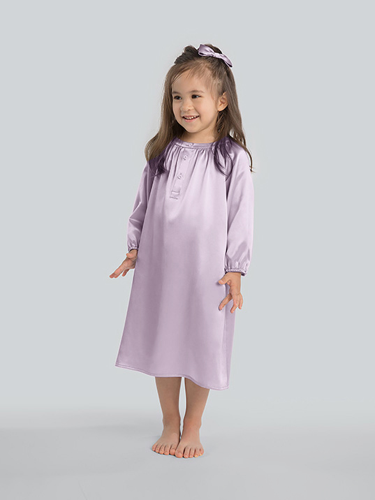 19 Momme Long Sleeve Silk Nightgown for Girls